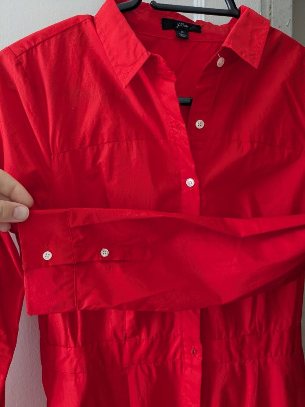 J Crew Bright Red Cotton Shirt dress